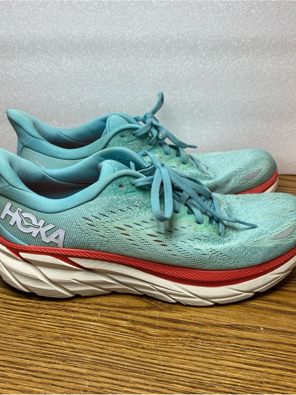 Hoka One One Clifton 8 Aquarelle Women's 9B Blue Mesh Athletic Running Sneakers